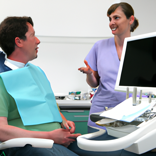 מטופל שדן באפשרויות עם רופא שיניים במהלך פגישת ייעוץ