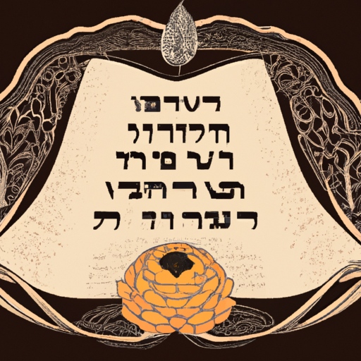 Vintage style Ketubah with traditional Jewish motifs and Hebrew letters